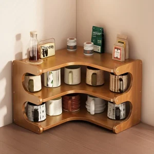 1pc Multi-Tier Bamboo Corner Desk Shelf -