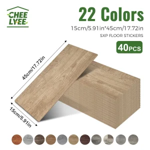 40Pcs SXP Self-Adhesive Wood Grain Strips Peel-and-Stick Wall & Floor Decals
