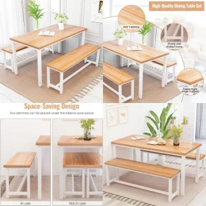 Space-Saving 3-Piece Recaceik Dining Set with Bench,