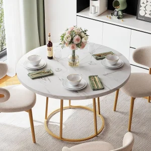 47.24 Inch Round Dining Table Kitchen Table for 4