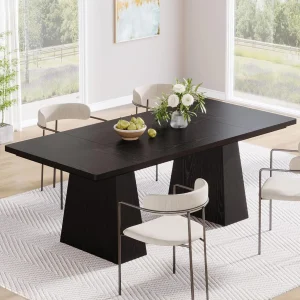 LITTLE TREE Black Dining Table for 4-6,