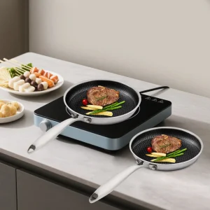 Durable Cookware Stainless Steel Frying Pan Set,