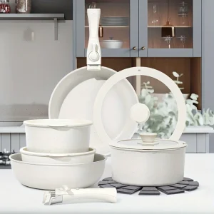 White 15pcs Pot And Pan Set Non-stick